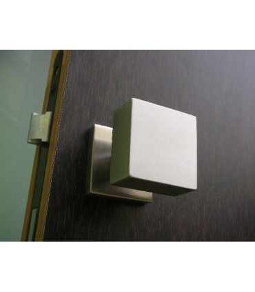 Poignée bouton carré inox brossé