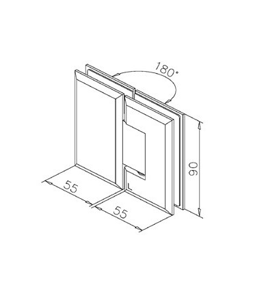 Charnière 180° verre / verre technique