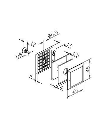 Fixation mur / verre 90° technique