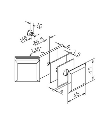 Fixation verre / verre 135° technique