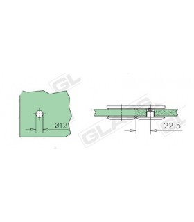 Fixation verre / verre 180° encoche Fixation verre / verre 180° encoche