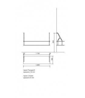 Set de deux supports avec étagères verre et parapan Set de deux supports avec étagères verre et parapan