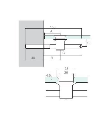 Support variable pour étagère en verre technique