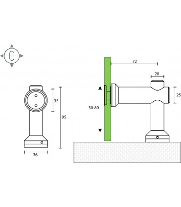 Fixation mur / verre