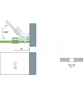 Charnière inox ouverture à 90° mur sur verre