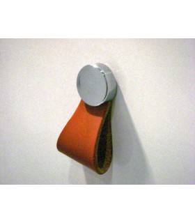 Bouton cuir base ronde chromé brillant