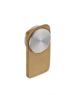 Poignée lanière inox et cuir camel