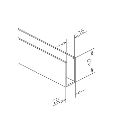 Profil aluminium de 40 x 20 x 40 mm