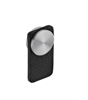 Poignée lanière inox et cuir noir