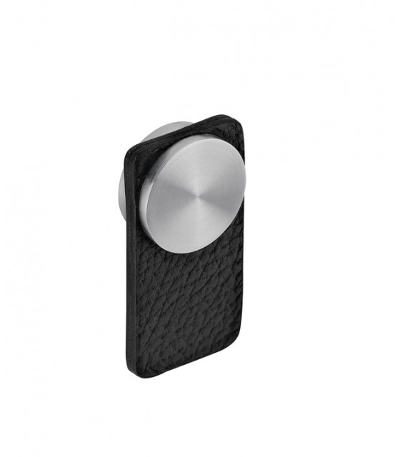Poignée bouton en cuir pour meuble