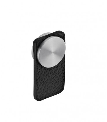 Poignée lanière inox et cuir noir