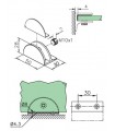 Support demi rond avec méplat pour verre ép.6 à 8 mm