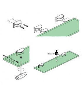 Support demi rond avec méplat pour étagère en verre Support demi rond avec méplat pour étagère en verre