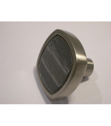 Bouton Quattro bois et nickel couleur silver