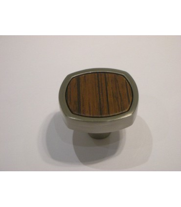 Bouton Quattro bois et nickel teck