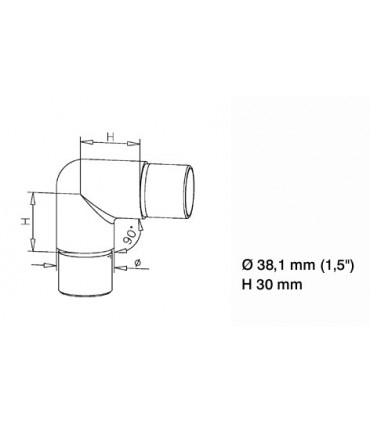 Raccord 90° pour tube Ø 38 mm technique
