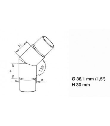 Raccord 45° pour tube Ø 38 mm technique