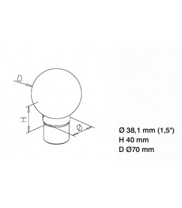 Embout sphérique pour tube Ø 38 mm technique