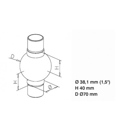 Raccord rond 180° pour tube Ø 38 mm