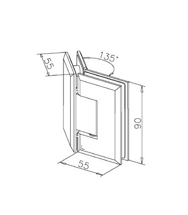 Charnière 135° verre / verre technique