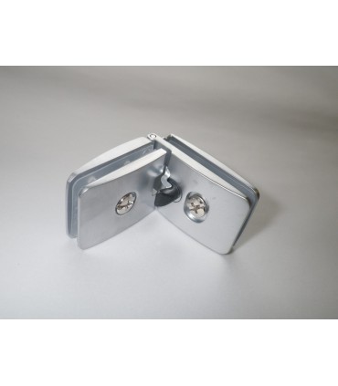 Charnière verre / verre 180° argent mat