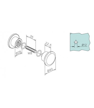 Poignée bouton plat technique