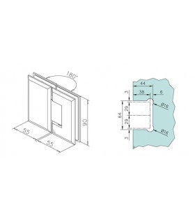 Charnière 180° verre / verre Charnière 180° verre / verre