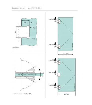 Charnière 90° pour porte en verre