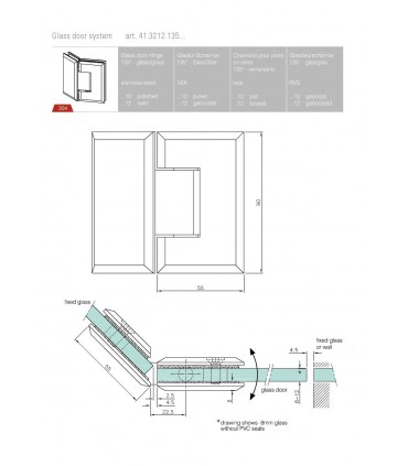 Charnière 135° verre / verre