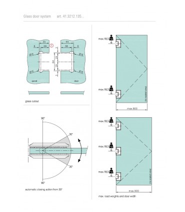 Charnière 135° verre / verre