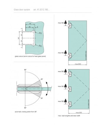 Charnière 180° verre / verre