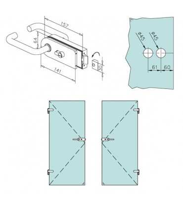 Serrure inox brillant avec cylindre