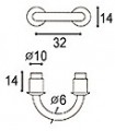 Poignée tirette cuir entraxe 32 mm