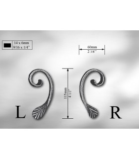 Volutes en méplat de 12 x 6 mm droite ou gauche Volutes en méplat de 12 x 6 mm droite ou gauche