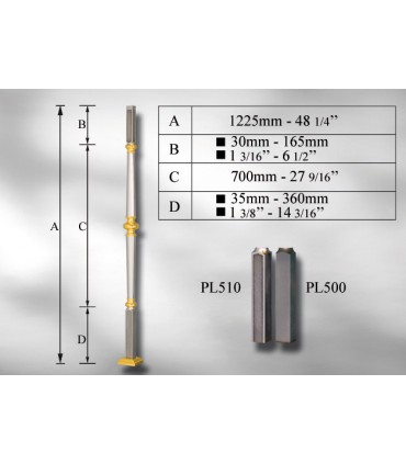  Poteaux sur embase carré