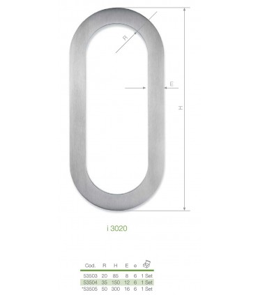 Set de deux poignées inox brossé a coller hauteur 150 mm