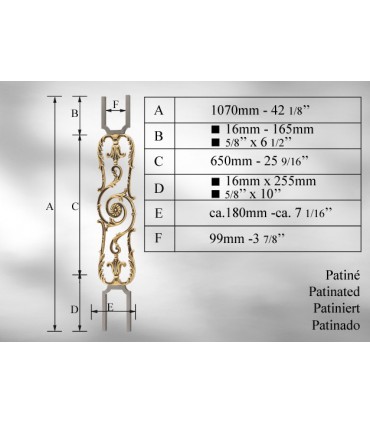 Balustres avec élément décoratif largeur 180 mm