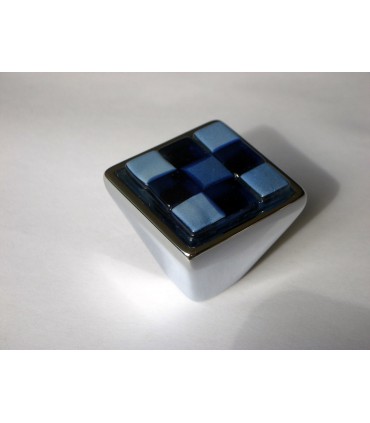 Poignée bouton Breba damier bleu nuit-ciel