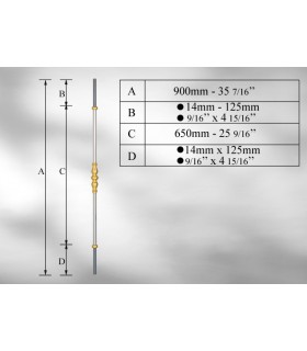 Balustre avec élément décoratif en Laiton-double manchon