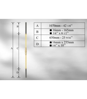 Balustre avec élément décoratif en Laiton-double manchon