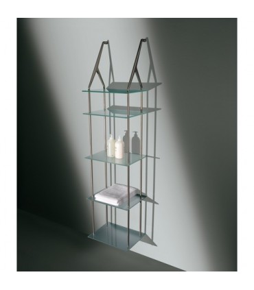 Set de deux supports avec 5 Etagères verre