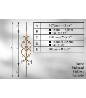 Balustres avec élément décoratif largeur 205 mm