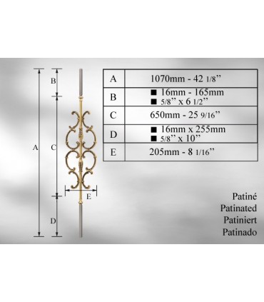 Balustres avec élément décoratif largeur 205 mm