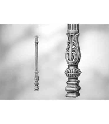 Balustre avec élément décoratif-manchon simple bas