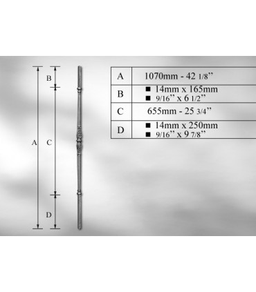 Balustre avec élément décoratif-manchon double centrale