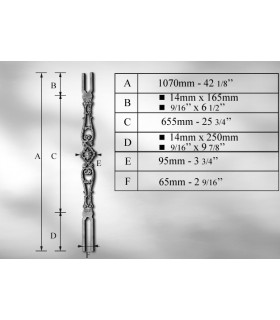 Balustre avec élément décoratif-style volute Balustre avec élément décoratif-style volute