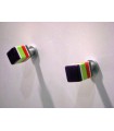 Bouton multicolor rectangulaire bout violet Bouton multicolor rectangulaire bout violet