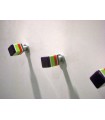 Bouton multicolor rectangulaire bout violet Bouton multicolor rectangulaire bout violet