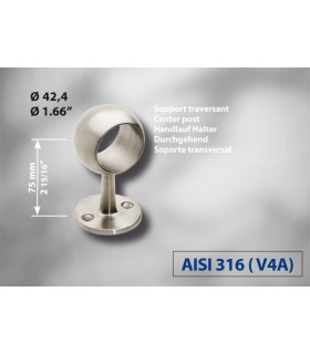 Support bombé inox ouvert ou borgne pour main courante 