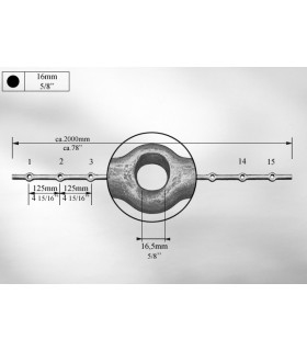 Traverses à trous renflés entraxe 125 mm Traverses à trous renflés entraxe 125 mm